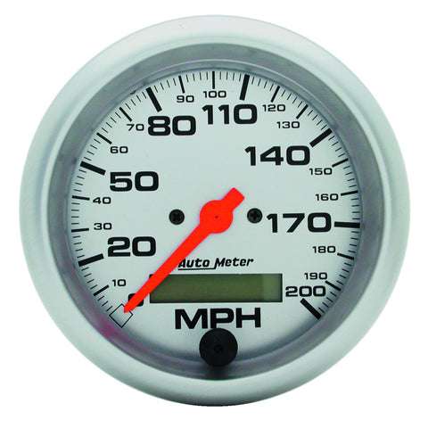 GAUGE, SPEEDO, 3 3/8in, 200MPH, ELEC. PROGRAM W/ LCD ODO, ULTRA-LITE