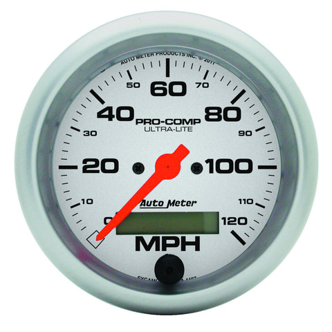 GAUGE, SPEEDO, 3 3/8in, 120MPH, ELEC. PROGRAM W/ LCD ODO, ULTRA-LITE