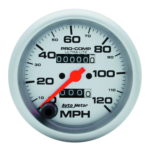 GAUGE, SPEEDOMETER, 3 3/8in, 120MPH, MECHANICAL, ULTRA-LITE