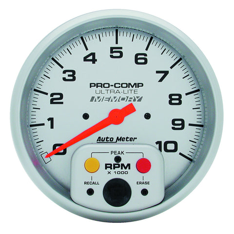 GAUGE, TACHOMETER, 5in, 10K RPM, IN-DASH W/PEAK RPM MEMORY, ULTRA-LITE