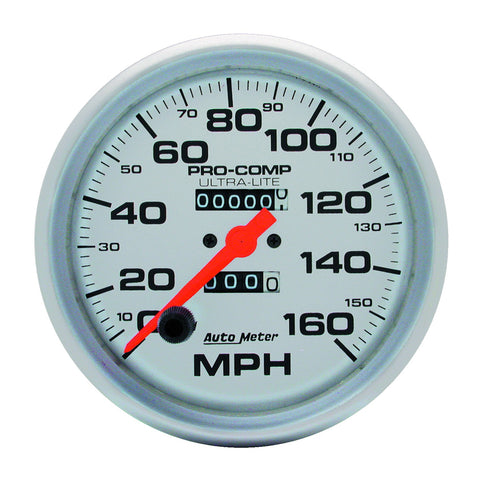 GAUGE, SPEEDOMETER, 5in, 160MPH, MECHANICAL, ULTRA-LITE
