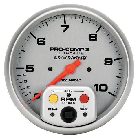 GAUGE, TACH, 5in, 10K RPM, IN-DASH, DUAL RANGE W/PEAK MEMORY, ULTRA-LITE