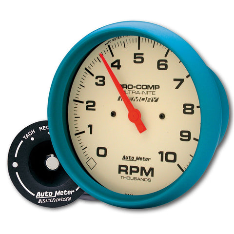 GAUGE, TACH, 5in, 10K RPM, IN-DASH, W/PEAK MEMORY, GLOW IN DARK, ULTRA-NITE