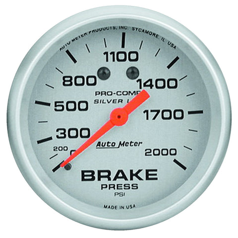 GAUGE, BRAKE PRESS, 2 5/8in, 2000PSI, LIQUID FILLED MECH, ULTRA-LITE