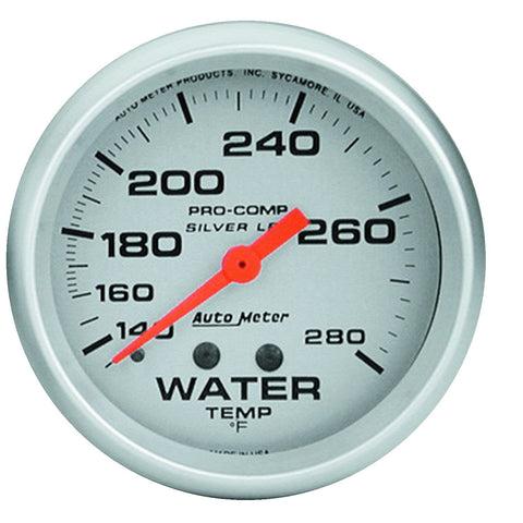 GAUGE, WATER TEMP, 2 5/8in, 140-280?F, LIQUID FILLED MECH, ULTRA-LITE