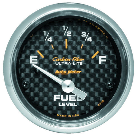 GAUGE, FUEL LEVEL, 2 1/16in, 240OE TO 33OF, ELEC, CARBON FIBER
