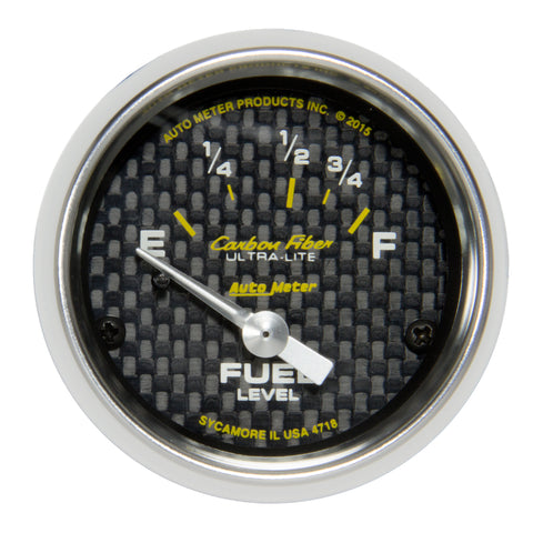 GAUGE, FUEL LEVEL, 2 1/16in, 16OE TO 158OF, ELEC, CARBON FIBER