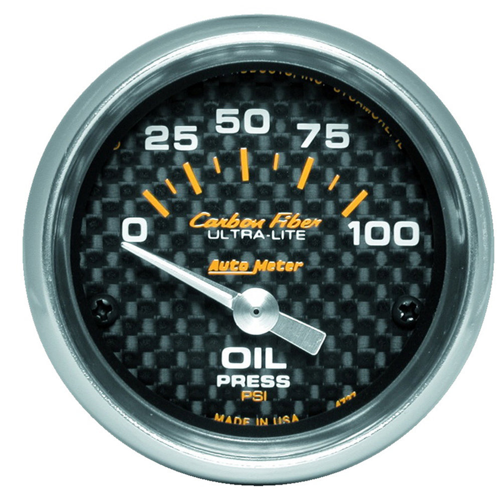 GAUGE, OIL PRESSURE, 2 1/16in, 100PSI, ELECTRIC, CARBON FIBER