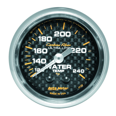 GAUGE, WATER TEMP, 2 1/16in, 120-240?F, MECHANICAL, CARBON FIBER