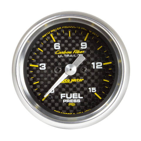 GAUGE, FUEL PRESSURE, 2 1/16in, 15PSI, DIGITAL STEPPER MOTOR, CARBON FIBER