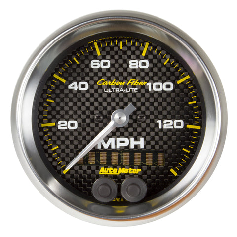 GAUGE, SPEEDOMETER, 3 3/8in, 140MPH, GPS, CARBON FIBER