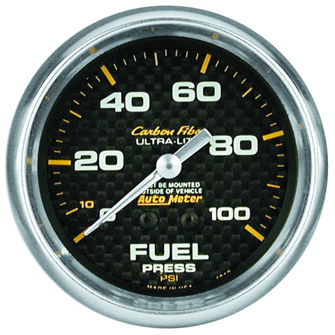 GAUGE, FUEL PRESSURE, 2 5/8in, 15PSI, MECHANICAL, CARBON FIBER