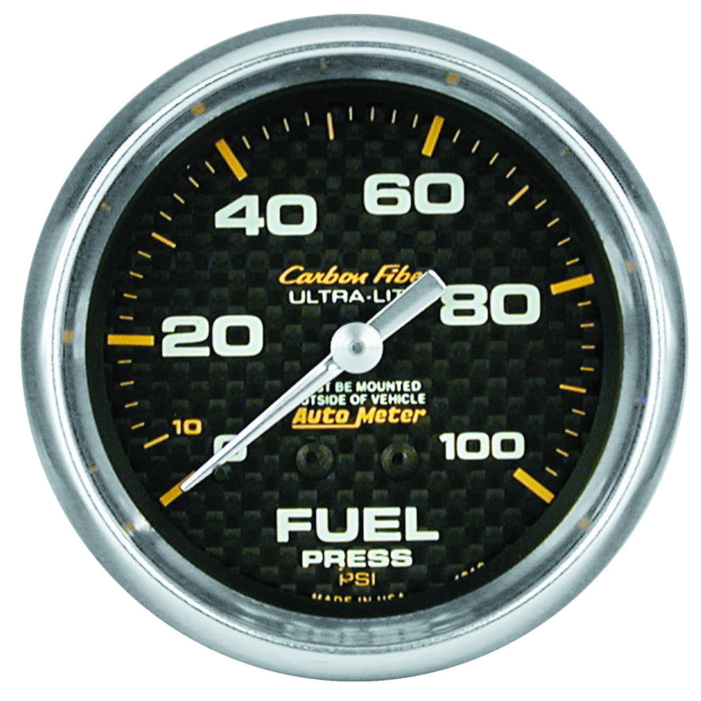 GAUGE, FUEL PRESSURE, 2 5/8in, 100PSI, MECHANICAL, CARBON FIBER