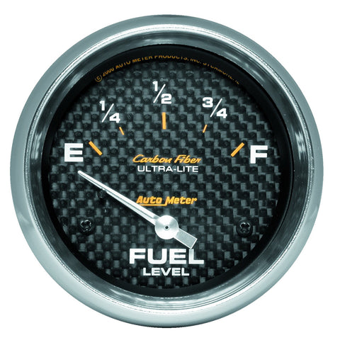 GAUGE, FUEL LEVEL, 2 5/8in, 240OE TO 33OF, ELEC, CARBON FIBER