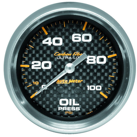 GAUGE, OIL PRESSURE, 2 5/8in, 100PSI, MECHANICAL, CARBON FIBER