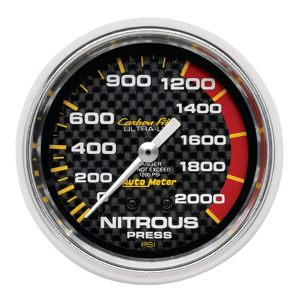 GAUGE, NITROUS PRESSURE, 2 5/8in, 1600PSI, MECHANICAL, CARBON FIBER