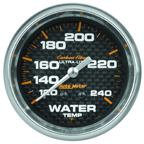 GAUGE, WATER TEMP, 2 5/8in, 120-240?F, MECHANICAL, CARBON FIBER