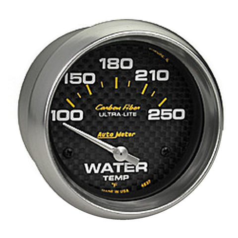 GAUGE, WATER TEMP, 2 5/8in, 100-250?F, ELECTRIC, CARBON FIBER