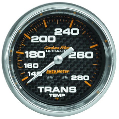 GAUGE, TRANSMISSION TEMP, 2 5/8in, 140-280?F, MECHANICAL, CARBON FIBER