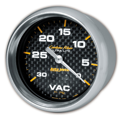 GAUGE, VACUUM, 2 5/8in, 30INHG, MECHANICAL, CARBON FIBER