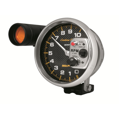 GAUGE, TACHOMETER, 5in, 10K RPM, PEDESTAL W/ EXT. SHIFT-LITE, CARBON FIBER