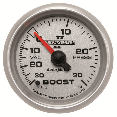 GAUGE, VAC/BOOST, 2 1/16in, 30INHG-30PSI, MECHANICAL, ULTRA-LITE II