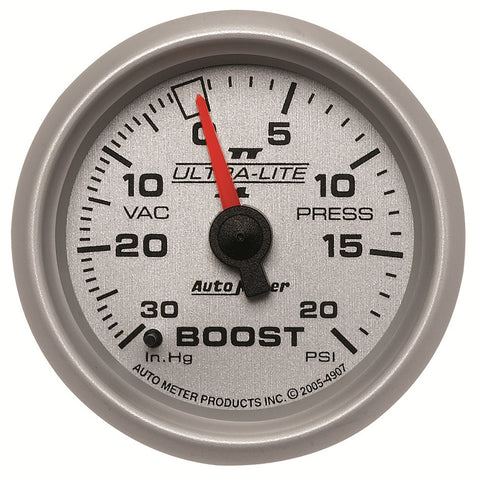 GAUGE, VAC/BOOST, 2 1/16in, 30INHG-20PSI, MECHANICAL, ULTRA-LITE II