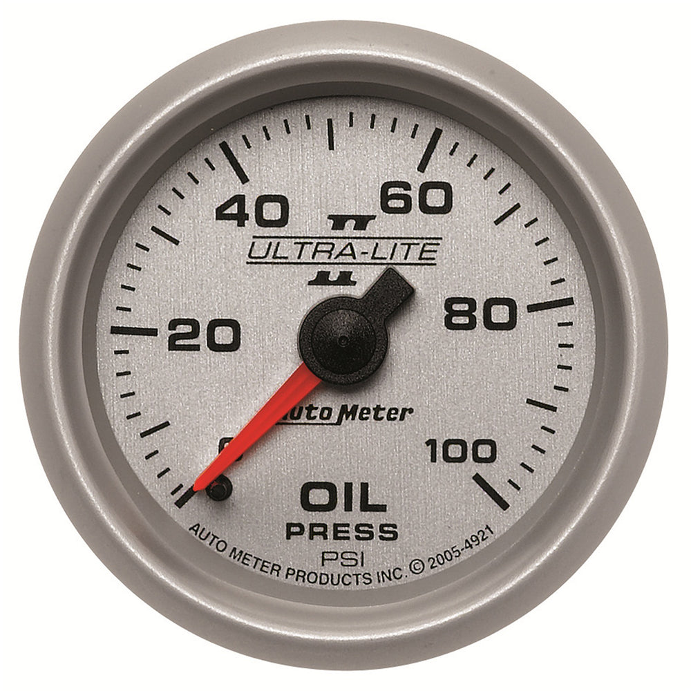 GAUGE, OIL PRESSURE, 2 1/16in, 100PSI, MECHANICAL, ULTRA-LITE II