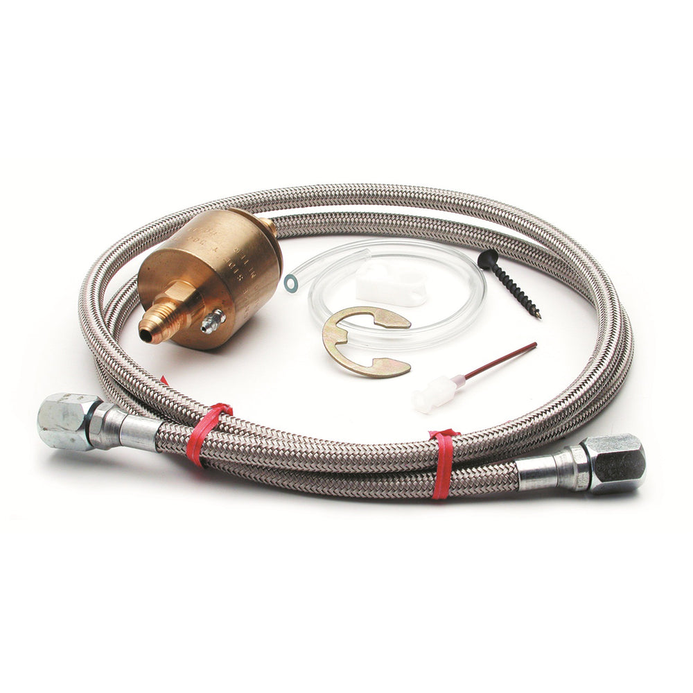 FUEL PUMP ISOLATOR KIT, FOR 100PSI GA, BRASS, INCL. 4FT. #4 BRAIDED STAINLESS LINE