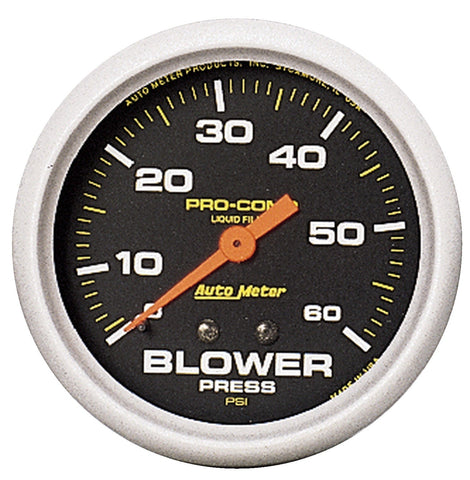 GAUGE, BLOWER PRESS, 2 5/8in, 60PSI, LIQUID FILLED MECH, PRO-COMP
