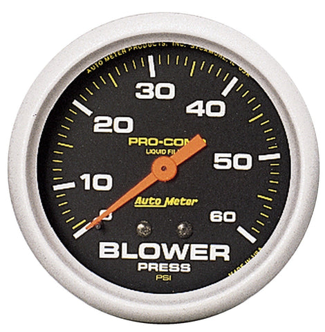 GAUGE, BLOWER PRESS, 2 5/8in, 60PSI, LIQUID FILLED MECH W/PEAK MEM, PRO-COMP