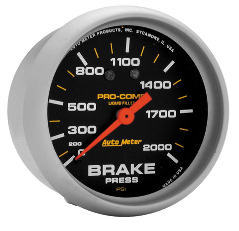 GAUGE, BRAKE PRESS, 2 5/8in, 2000PSI, LIQUID FILLED MECH, PRO-COMP