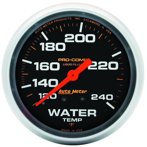 GAUGE, WATER TEMP, 2 5/8in, 120-240?F, LIQUID FILLED MECH, PRO-COMP