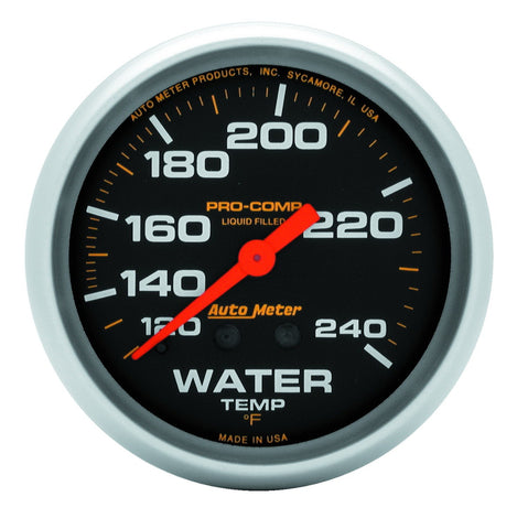 GAUGE, WATER TEMP, 2 5/8in, 120-240?F, LIQUID FILLED MECH, 12FT., PRO-COMP