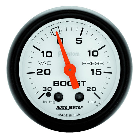 GAUGE, VAC/BOOST, 2 1/16in, 30INHG-20PSI, MECHANICAL, PHANTOM