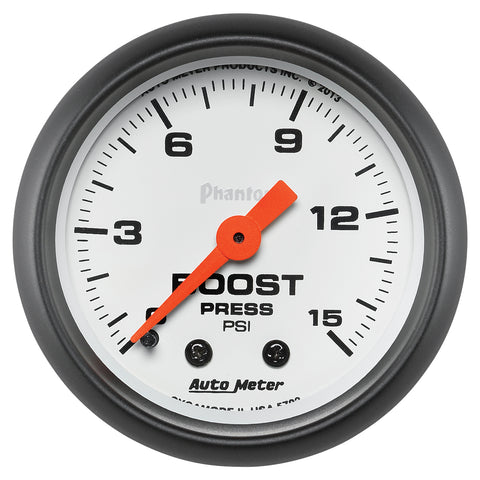 GAUGE, BOOST, 2 1/16in, 15PSI, MECHANICAL, PHANTOM
