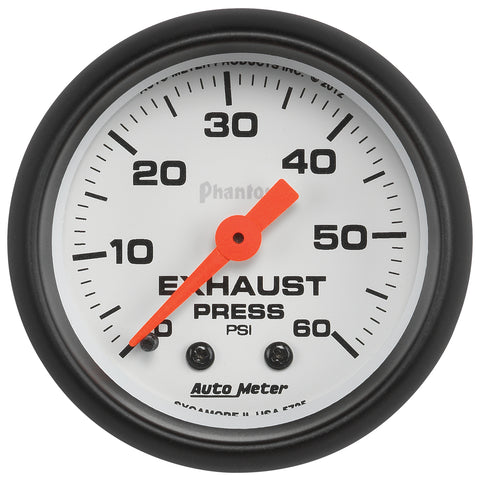 GAUGE, EXHAUST PRESS, 2 1/16in, 60PSI, MECHANICAL, PHANTOM