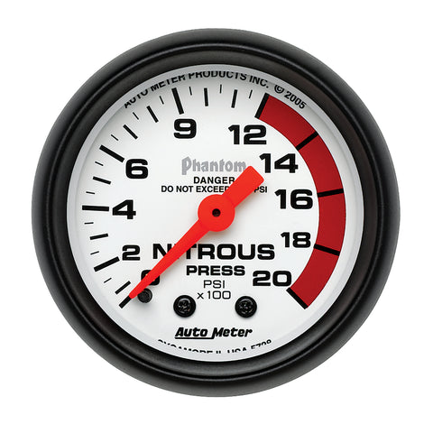 GAUGE, NITROUS PRESSURE, 2 1/16in, 2000PSI, MECHANICAL, PHANTOM