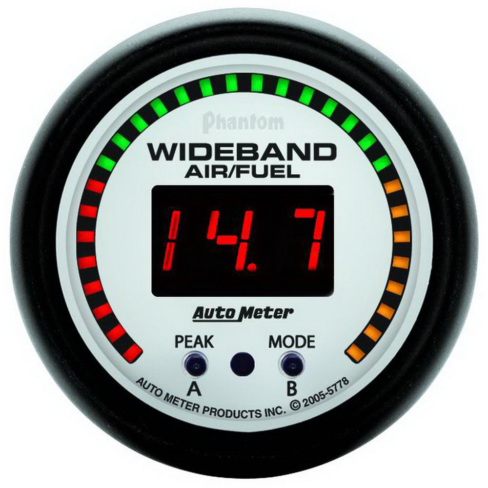 GAUGE, AIR/FUEL RATIO-PRO, 2 1/16in, 10:1-20:1, DIGITAL W/ PEAK & WARN, PHANTOM