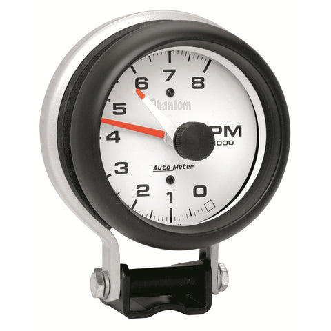 GAUGE, TACHOMETER, 3 3/4in, 8K RPM, PEDESTAL W/ RED LINE, PHANTOM