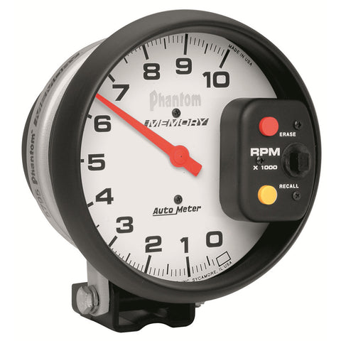 GAUGE, TACHOMETER, 5in, 10K RPM, PEDESTAL W/ PEAK RPM MEMORY, PHANTOM