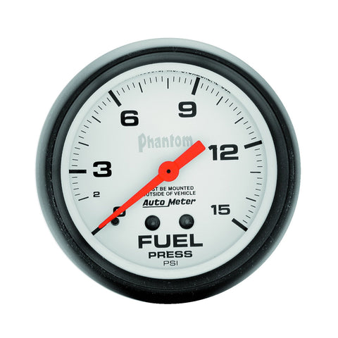 GAUGE, FUEL PRESSURE, 2 5/8in, 15PSI, MECHANICAL, PHANTOM