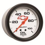 GAUGE, OIL PRESSURE, 2 5/8in, 100PSI, MECHANICAL, GM BOWTIE WHITE