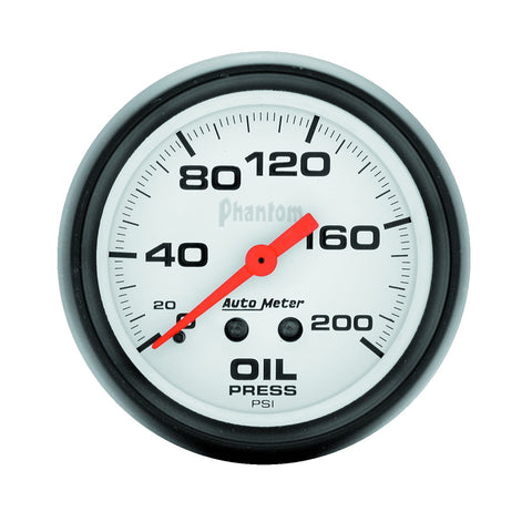 GAUGE, OIL PRESSURE, 2 5/8in, 200PSI, MECHANICAL, PHANTOM