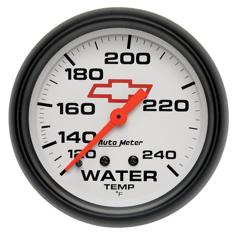GAUGE, WATER TEMP, 2 5/8in, 120-240?F, MECHANICAL, GM BOWTIE WHITE