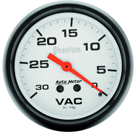 GAUGE, VACUUM, 2 5/8in, 30INHG, MECHANICAL, PHANTOM