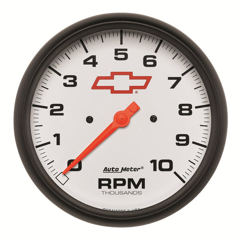 GAUGE, TACHOMETER, 5in, 10K RPM, IN-DASH, GM BOWTIE WHITE