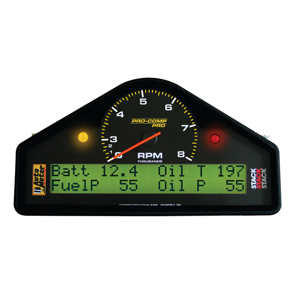RACE DASH DISPLAY, 8K RPM/MPH/FUELP/OILP/OILT/WTMP/VOLT, PRO-COMP
