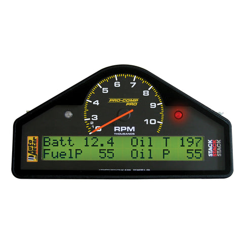 RACE DASH DISPLAY, 10.5K RPM/MPH/FUELP/OILP/OILT/WTMP/VOLT, PRO-COMP
