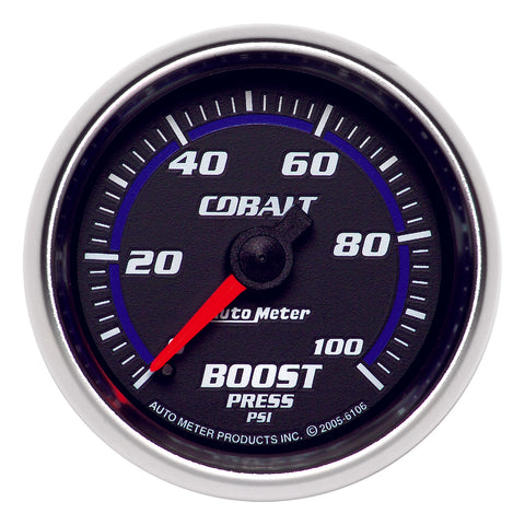 GAUGE, BOOST, 2 1/16in, 100PSI, MECHANICAL, COBALT